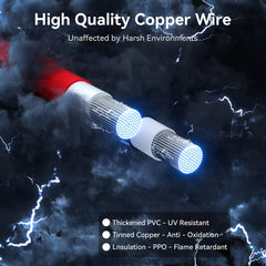 Solar Wire 10 AWG (6mm²) Solar Extension Cable Wire 229 Feet,10 Gauge PV Wire Solar Panel Extension Cable 229 FT -fit for RV, Solar, Inverter, Car etc. Solar Wire 10AWG 229Ft Black