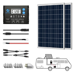 ACOPOWER 200W 12V Poly Solar RV Kits, 20A PWM Charge Controller