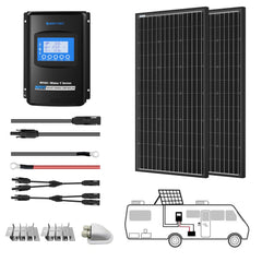 400 Watt Monocrystalline Solar RV Kit w/ 40A MPPT Charge Controller (2x200W 40A Kit)