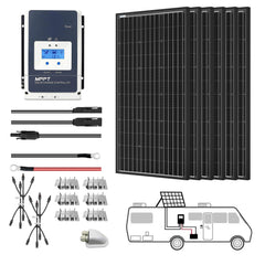 ACOPOWER 600W Mono Solar RV Kits,  50A MPPT Charge Controller (6x100W 50A)