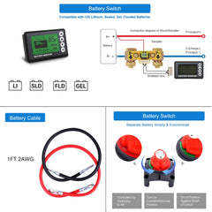 ACOPOWER Lithium Battery Mono Solar Power Complete System with Battery and Inverter for RV Boat 12V Off Grid Kit