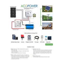 ACOPOWER 30 Watt 12volts Monocrystalline Solar Panel - acopower